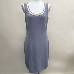 St. John Collection Sweater Dress Size 8 Light Blue White Sleeveless Wool Blend